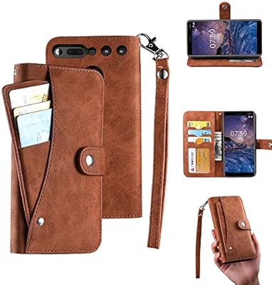 Amazon Com Essential Ph 1 Case Essential Phone Wallect Case Wallet Stand Flip Magnetic 6 Cards Slot Cash Pocket Pu Leather Cover With Wrist Strap And Oil Edge Making For Essential Phone Ph 1 Brown