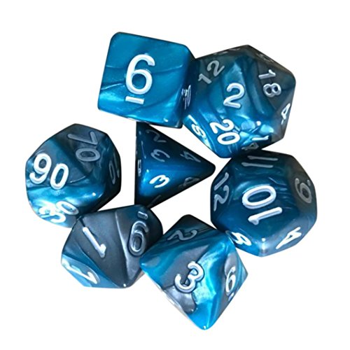 OVERMAL 7pcs/Set TRPG Game Dungeons & Dragons Polyhedral D4-D20 Multi Sided Acrylic Dice â€¦