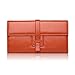 Grebago Women's Genuine Leather Long Wallet Clutch Purse Handbag Card Holder Case with Coin Zipper Pocket Orange (Gift box)
