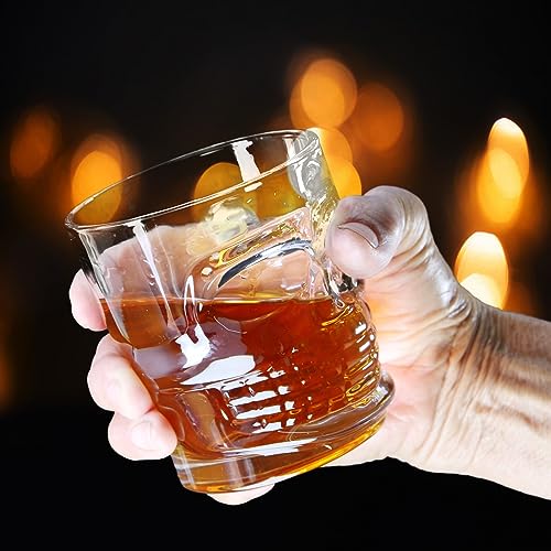 KTQUICK Whiskey Glasses Set of 4, 10 oz Old Fashioned Tumblers for Drinking Scotch Bourbon Whisky Cocktail Cognac Vodka Gin Tequila Rum Liquor Rye Gift for Men