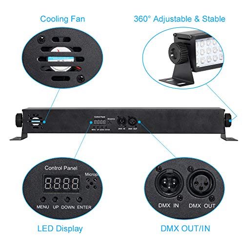 Stage Lights Bar, YeeSite 20" 25W 108LEDs RGB Wash Lights Bar DMX Control Auto Play Strobe Effects Uplights for Wedding Birthday Party Stage Lighting - 2 Pack