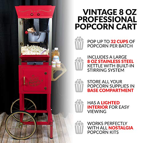 Nostalgia Concession CCP510 Vintage Professional Popcorn Cart-New 8-Ounce Kettle-53 Inches Tall-Red - //medicalbooks.filipinodoctors.org