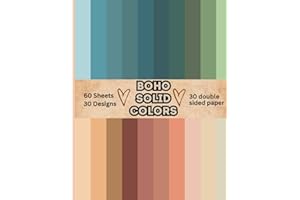 BOHO SOLID COLORS SCRAPBOOK PAPER: [8.5 x 11 inch] [60 Double sided sheets] [30 solid colors]