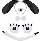 KINTOMG 5 PCS Dog Ears and Tail with Gloves Set-Halloween Christmas Festival Theme Party Cosplay Puppy Costume Accessory for Kids and Adults