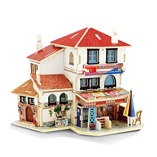 3D Wooden Puzzle for Home Decor/Construction Toy/Modeling Kit/School Project/Manual Model, Convenience Store
