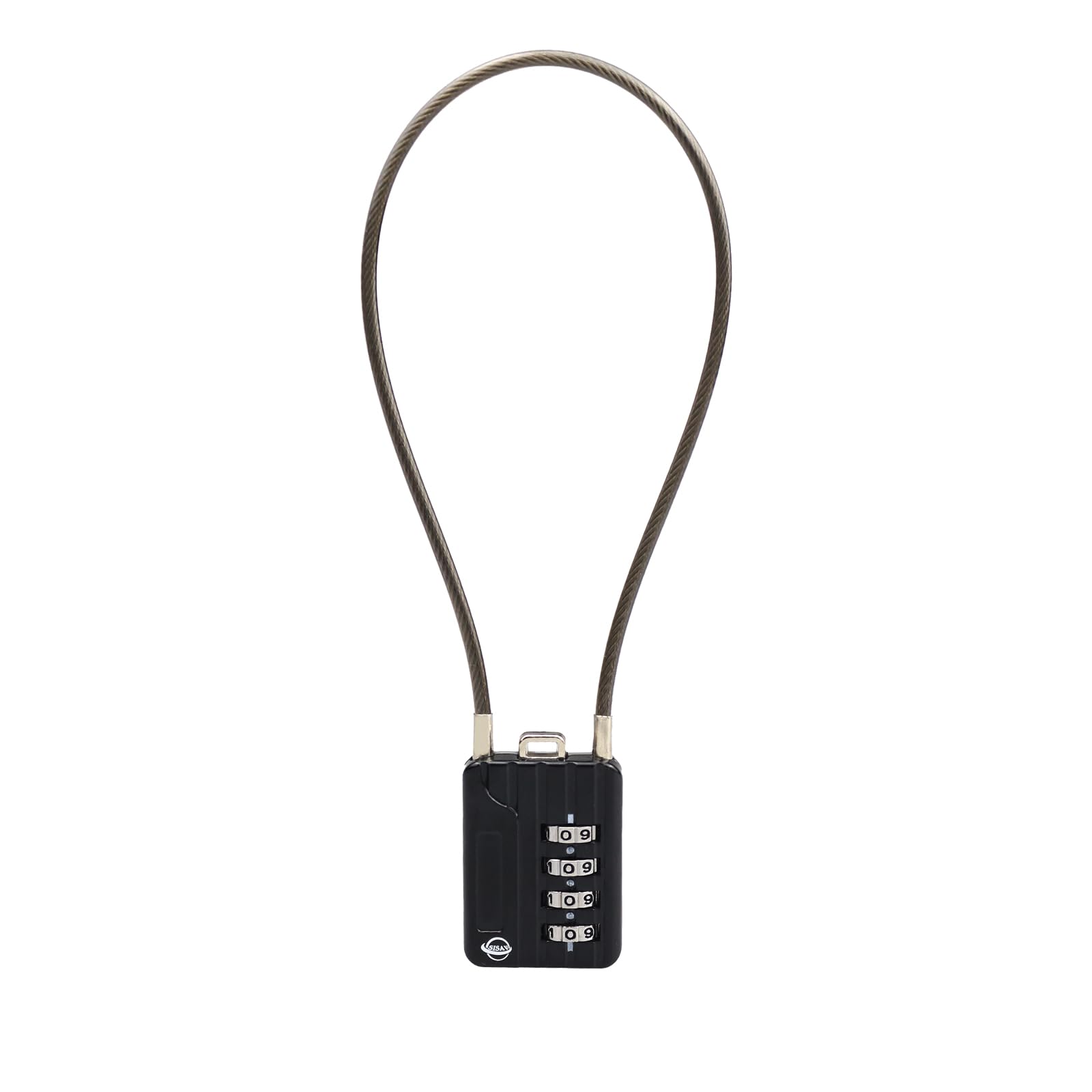 SISAV 4 Digit Combination Lock - 12 inches(30cm) Cable for School Gym Locker, Helmet, Filing Cabinets, Toolbox, Luggage Suitcase, Knapsack - 3mm Diameter, Black — image 1