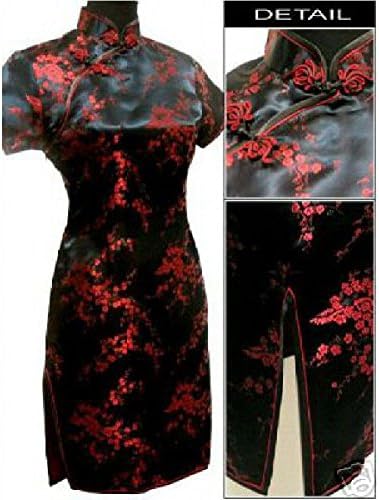 Short Dress Chinese Traditional Women Qipao Dresses Satin Flower Cheongsam