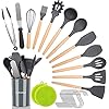 NEXGADGET Ensemble d’Ustensiles de Cuisine de 30 Pièces, Set de Cuisine en Silicone avec Support, Pinces, Grattoir…