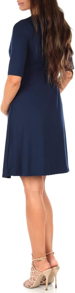 Mother Bee Maternity Women's Knee Length Wrap Dress with Belt for Baby Shower or Casual Wear at  Women’s Clothing store