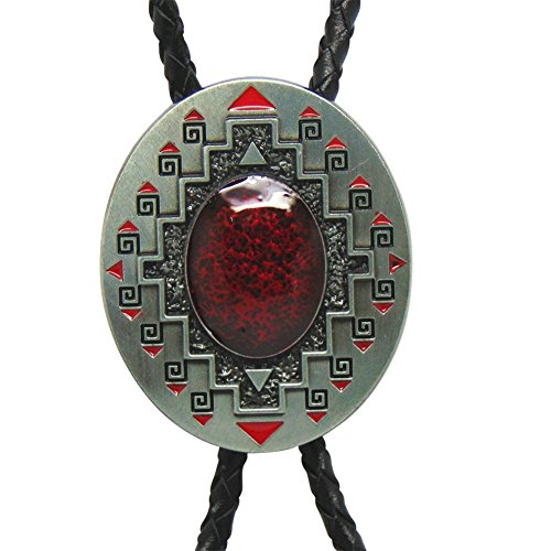Western tie bolor leather round shape red bow tie neckt…