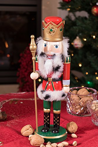 Clever Creations Red King 14 Inch Traditional Wooden Nutcracker, Festive Christmas Décor for Shelves and Tables