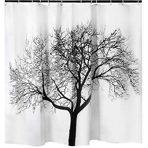 Tree Shower Curtain Mildew Resistant - 72x72 Tree Design Decor Waterproof Odorless Eco Friendly Anti Bacterial Bath Curtains Liner Decorative Fabric for Bathroom Heavy Duty Rustproof Metal Grommets