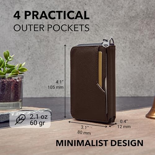 Vaultskin Notting Hill zip wallet with RFID protection (Brown)