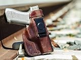 OUTBAGS LOB8S-P250C (BROWN-RIGHT) Genuine Leather IWB Conceal Carry Gun Holster for Sig Sauer P250 Compact. Handcrafted in USA.