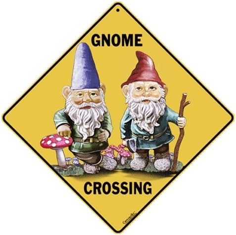 CROSSWALKS Gnome Crossing 12" X 12" Aluminum Sign (X341)