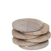 GoCraft Set of 6 Absorbent Sandstone Coasters – Natural Yellow Round Coasters for Drinks, Wine Glasses, Coffee, Barware, Mugs – Durable, Non-Slip, Easy to Clean – Ideal for Home, Office, Parties