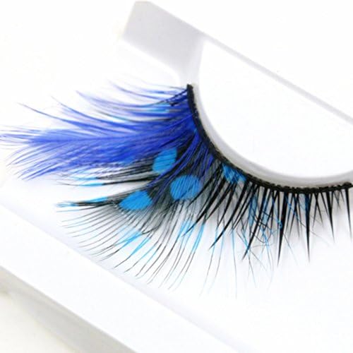 Amazing Kiss New 3 pairs Deluxe Party Feather False Eyelashes Eye Lashes For Halloween Party (Blue)