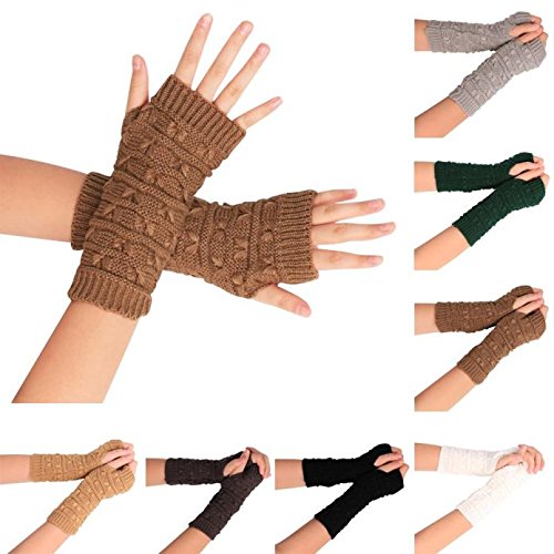 Charberry Fashion Arm Fingerless Winter Unisex Soft Warm Mitten Gloves (Dark Gray) - Thumbnail 3