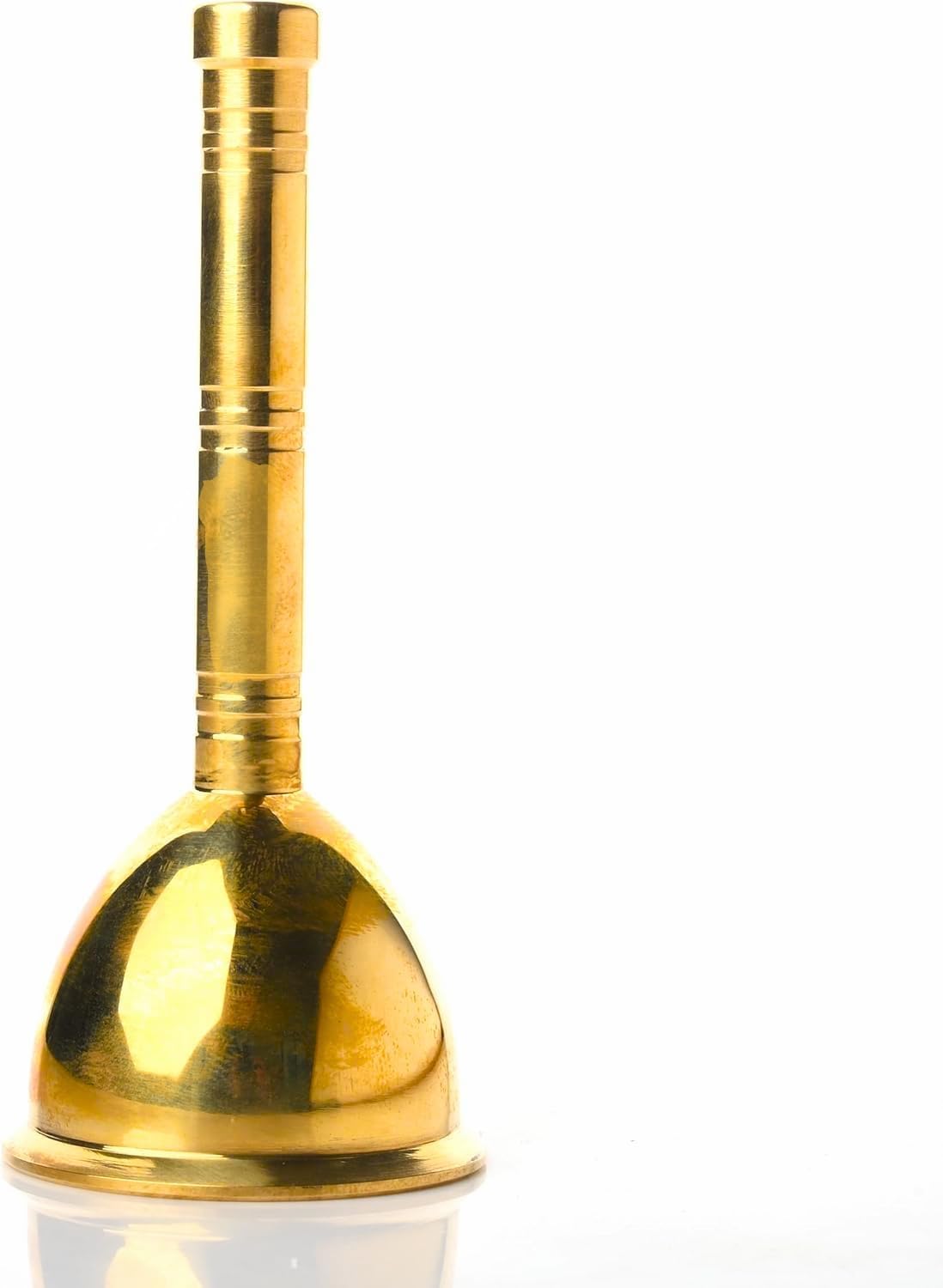 Indian Traditional Solid Brass Pooja Puja Bell Ghanti, Small Hand held service bell ,Loud Multi - Purpose Call Bell Hindu Festival Housewarming for Pooja Decoration Essentials Gift(Size:-4.5")