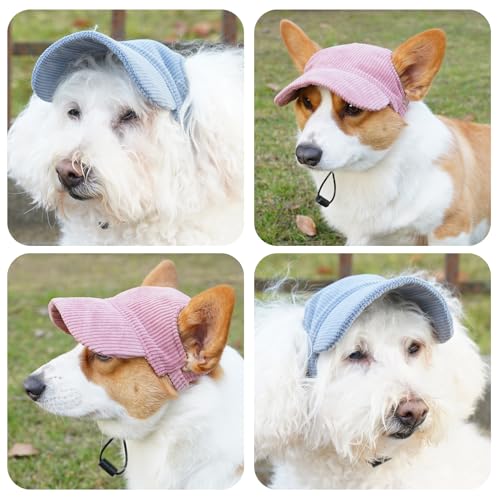 BASVII Dog Baseball Cap, Adjustable Dog Cap with Earflaps, Dog Cap for Dogs and Cats, Breathable Sun Protection Visor Cap Hat