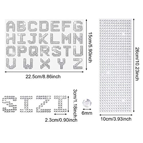 6 Sheets Glitter Rhinestone Alphabet Letter Stickers and Gemstone