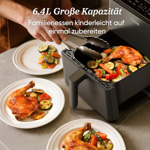 COSORI Dual Blaze Tech Airfryer, 6.4 L Hot Air Fryer, Top and Bottom Heat for 67% More Even Heating, Metal Interior, NTC Precision Temperature Control and WiFi Connection