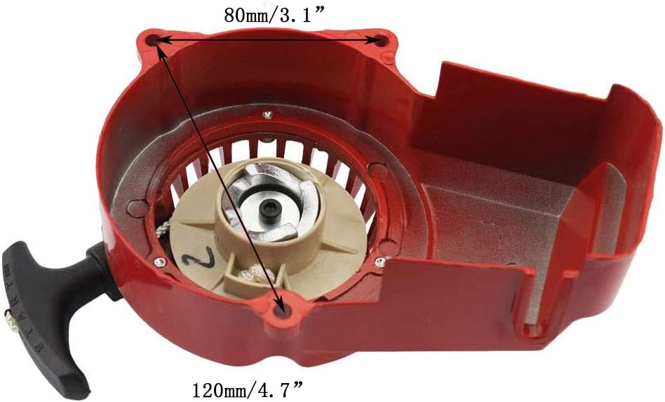 WOOSTAR Recoil Pull Starter with Flywheel Replacement for SYX SSR SX50 2 Stroke Coolster 49cc 47cc Pocket Dirt Bike Mini ATV Engine Red - Image 3