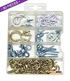 Premium Quality Handy Hook and Eyes Assortment Kit, 90 Pieces, Includes Cup Hooks, Eyes, Vinyl Hooks, Screw-in Hooks and More