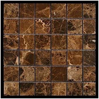 Emperdaor 2x2 POLISHED Mosaic Tiles on 12x12 Sheet for Backsplash, Shower Walls, Bathroom Floors