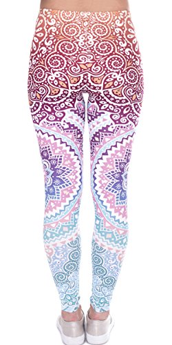 Ndoobiy Women's Printed Leggings Full-Length Regular/Plus Size Yoga Workout Leggings Pants Soft Spanx Capri L1(ZI Circle PS)