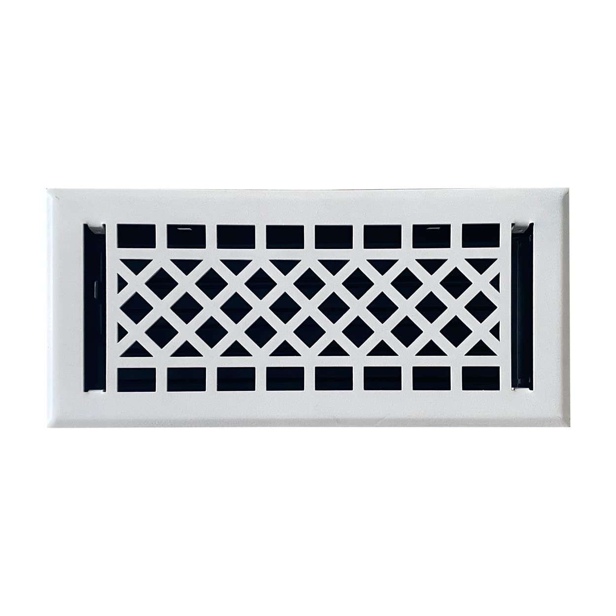 Photo 1 of Empire Register Co, Vent Cover - 4x10 inch, Art & Craft Design, White Finish, Heavy Duty Floor Vent Covers, Metal Damper Attached Vent Covers for Home Floor only