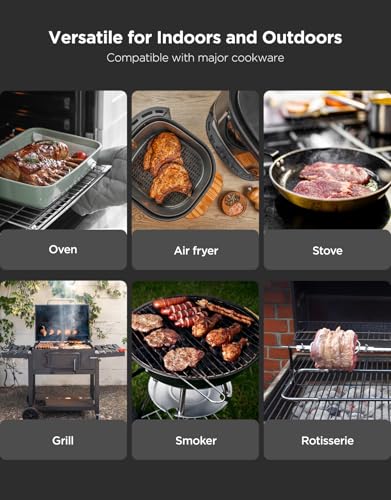 GoveeLife Smart Wireless Meat Thermometer 2 Probes with Stable Bluetooth WiFi Transmission, Digital Oven Thermometer with Accuracy±1.8℉, IP68, Charge Magnetic Base, Alarm, for BBQ, Grill, Smoker