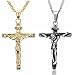 Stainless Steel Cross Necklace Jesus Christ Crucifix Pendant for Men and Women(Gold)