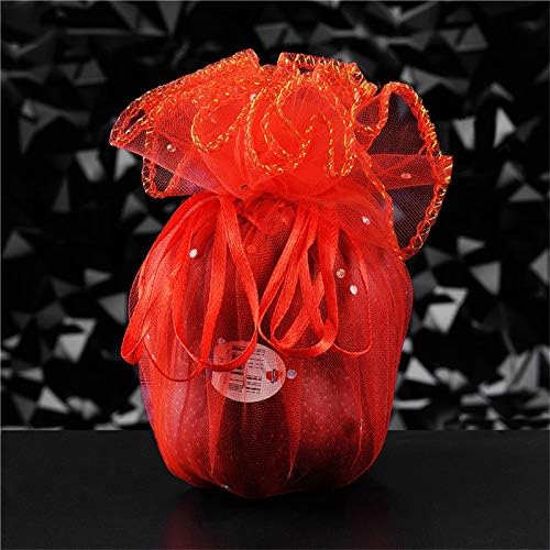 XLPD 50Pcs Colorful Wedding Favors and Gifts Round Organza Bag Jewelry Pouches Gauze Element Sweet Bag Wedding Decoration 5Z red