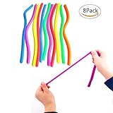 TKOnline Pack Of 8 Stretchy String Fidget /Eco-friendly Sensory Toys - Stretches From 11 Inches to 10 Feet Long,Color Random