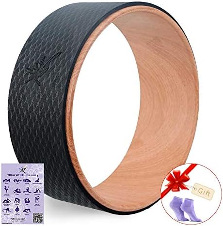 LUCILAS Yoga Wheel Poses 13x5 inch Natural Cork Dharma Exercise Wheel for Enhancing Your Postures and Stretching Deeper Relieves Pain and Stress in Your Back, Hips