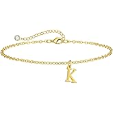 Sargetou Gold Initial Ankle Bracelets for Women,14k Gold Plated Anklet Bracelet Trendy Lightweight Waterproof Dainty Anklets Summer Beach Jewelry Gift