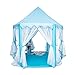 Blue Hexagon Play Castle Indoor Kids Play Tent Outdoor Boys & Girls Playhouse with 23ft LED Star String Lights,55