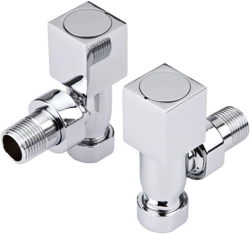 Milano 15mm Modern Chrome Angled Heated Towel Rail Square Radiator Valves Pair Amazon.co.uk
