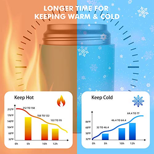 Insulated Food Jar WayEee Vacuum Bento Box Lunch Containers 16 oz for Kids Adults, Stainless