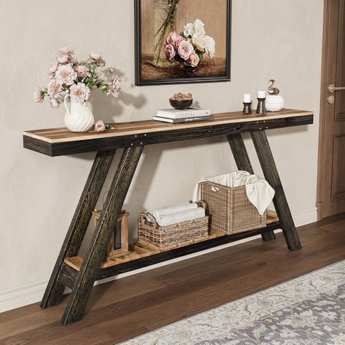 SMARTSTANDARD 60-Inch Solid Wood Console Table, Classic Black