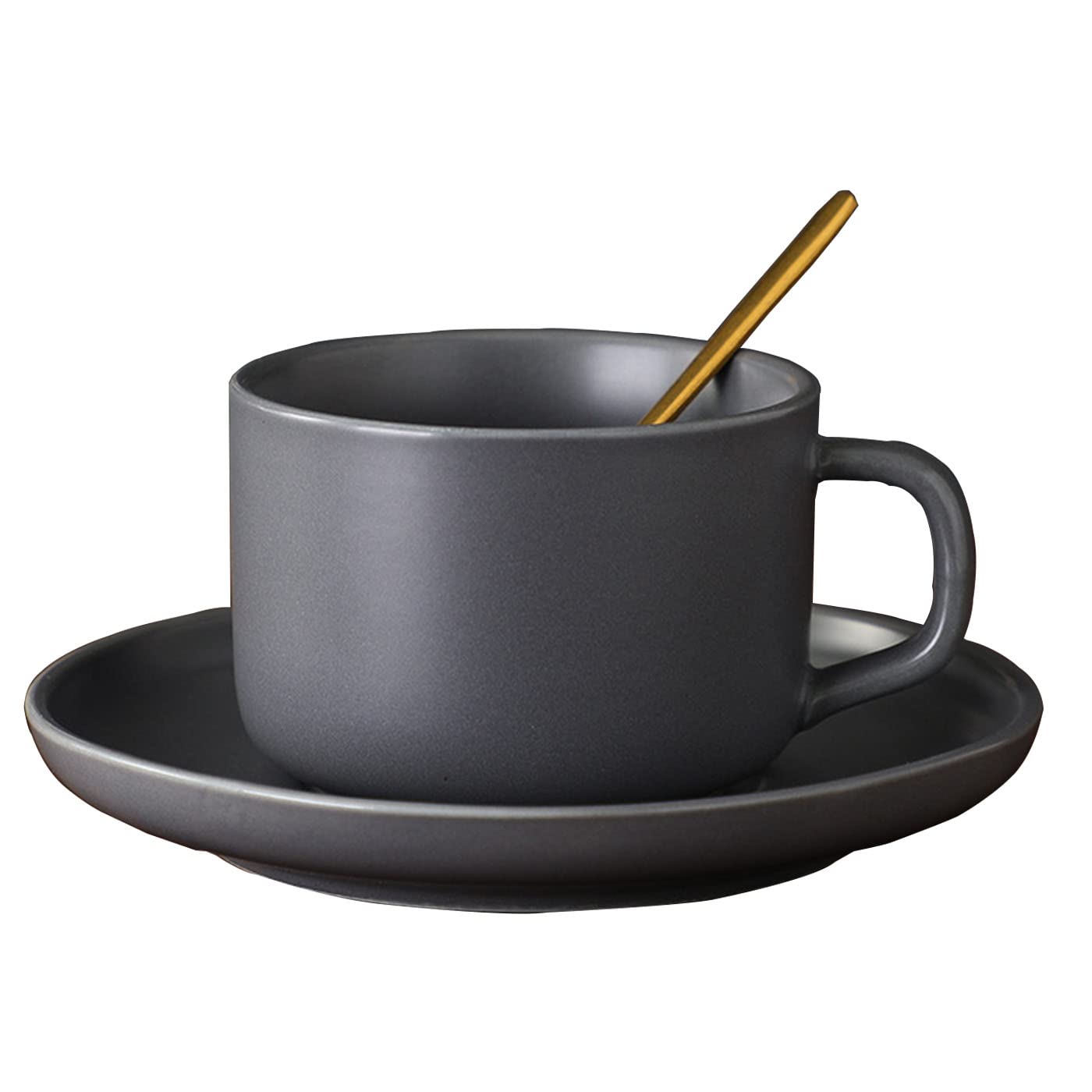 Ranvi Vintage European Coffee Mugs Set, Ceramic Set with Saucer and Spoon，Mocha, Cappuccino and Tea(Blue)