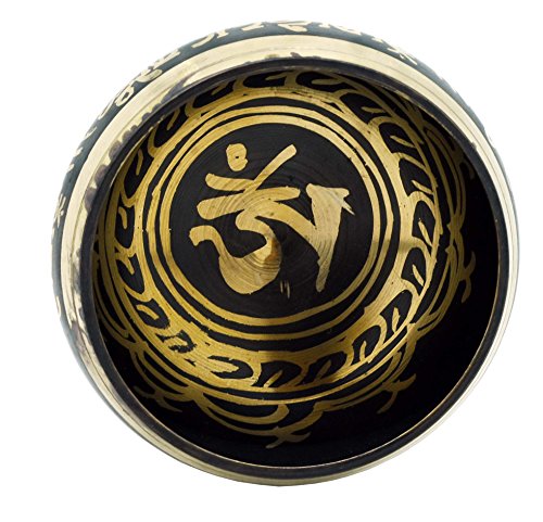 Mudra Crafts Tibetan Sound Healing Meditation Yoga Singing Bowl, Wood Prayer Beads with a Mandala Charm (3.75 Inches, Black) - Thumbnail 6