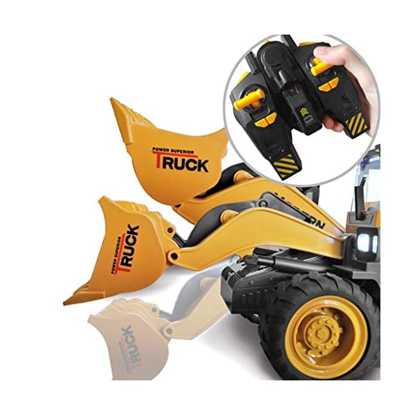 PBTRM 2.4Ghz RC Ferngesteuerter Bagger Baustellen-Fahrzeug, 1: 8 RC Truck Alloy Schaufellader Traktor Schaufel Radlader… – Bild 5