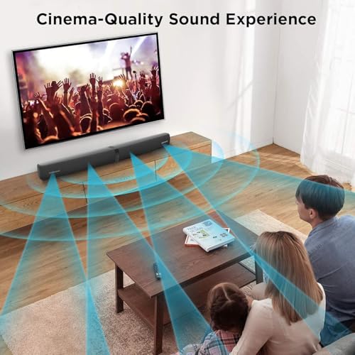 Vecibel Soundbar for TV,90W 2-in-1 Detachable Sound Bar wit Auto Volume Boost, TV Speakers with Bluetooth 5.3/ARC/Optical/AUX Connect, Home Cinema Soundbars for PC/Gaming/Projectors,1 Set
