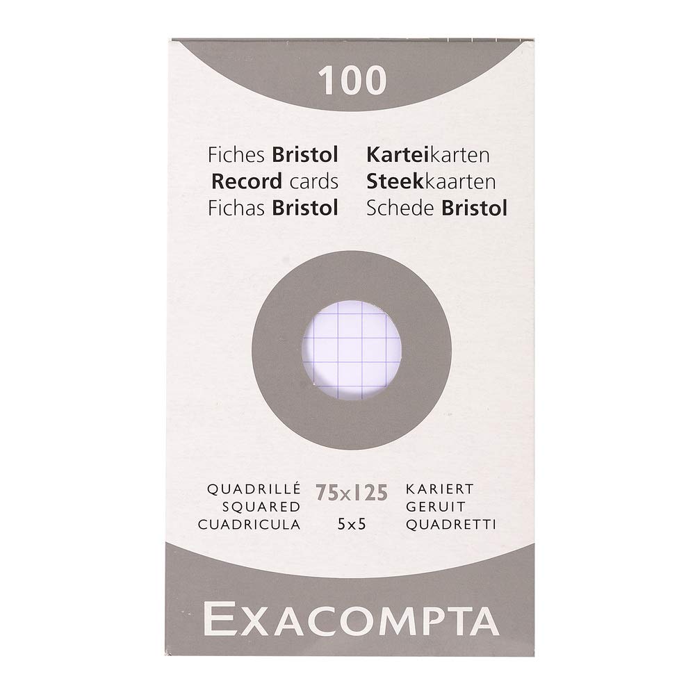 Exacompta - Ref 13201E - Bristol Squared Board for Printing (Pack of 100) - 75 x 125mm in Size, 205gsm Card, Compatible with Printers - Suitable for Exam Revision & Notes - White — image 1