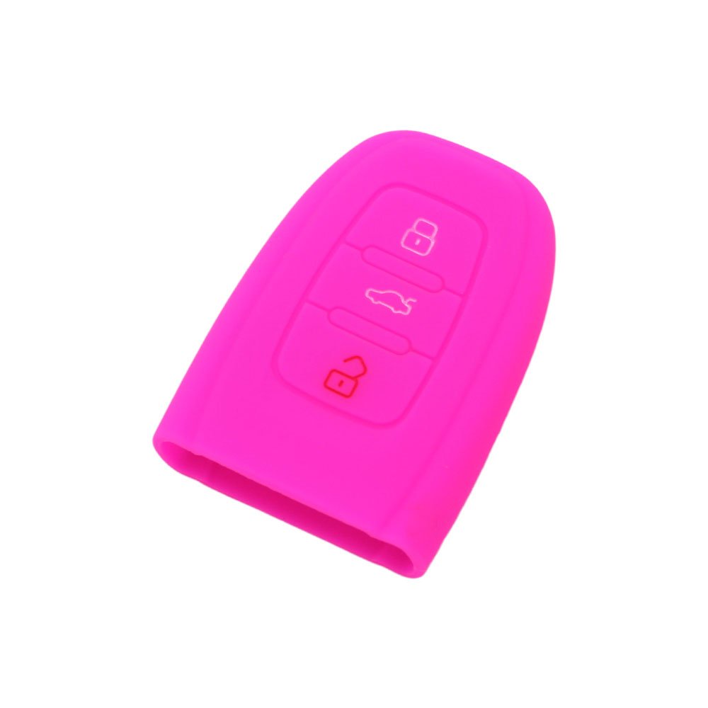 BROVACS Silicone Cover Protector Case Holder Skin Jacket Compatible with AUDI 3 Button Smart Remote Key Fob CV9821 Rose