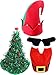 Jovitec 3 Pieces Christmas Hat Novelty Decoration Hats Include Santa Pants Hat Elf Hat Christmas Tree Hats for Adults and Kids