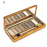 Sporthway Women 9 Colors Waterproof Make UP Glitter Eyeshadow Palette with Brush (Color 3)