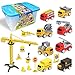 Construction Vehicles Toys with Play Mat, 8 Construction Cars and Crane, 6 Road Signs and 27.5
